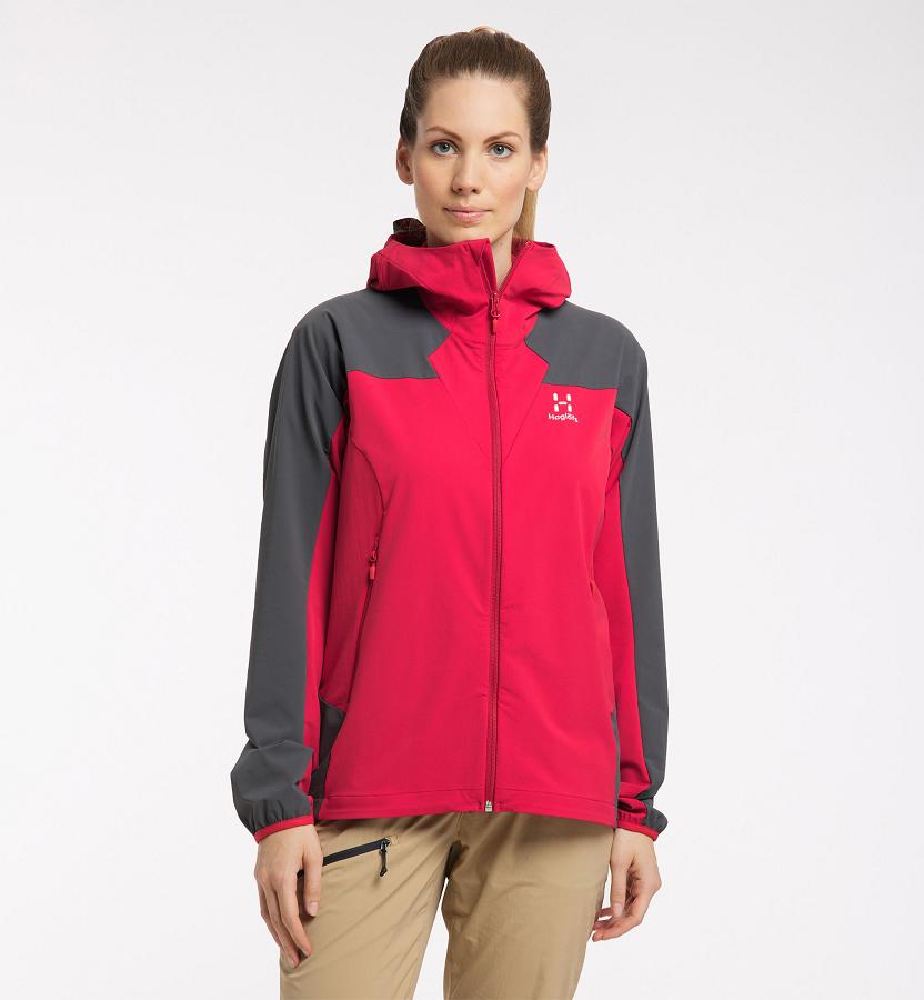 Haglöfs Womens Morän Softshell Jacket Red/Black New Zealand 58092UXPW